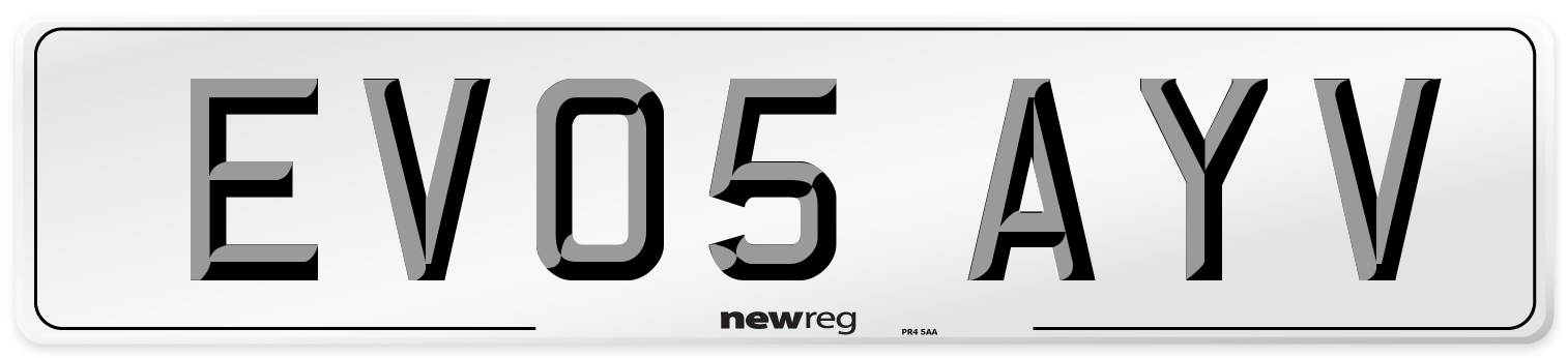 EV05 AYV Number Plate from New Reg